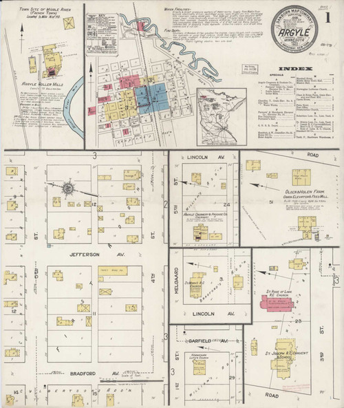 Argyle Minnesota 1922 - Fire Insurance Index - Old Map Reprint