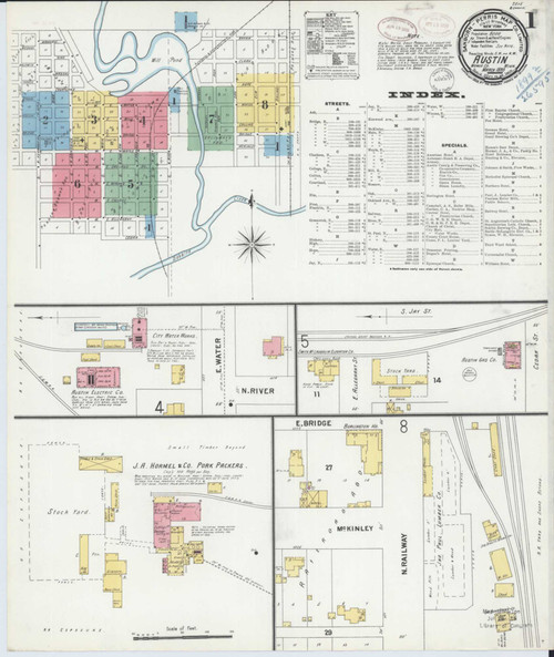 Austin Minnesota 1899 - Fire Insurance Index - Old Map Reprint