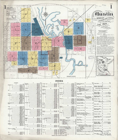 Austin Minnesota 1926 - Fire Insurance Index - Old Map Reprint