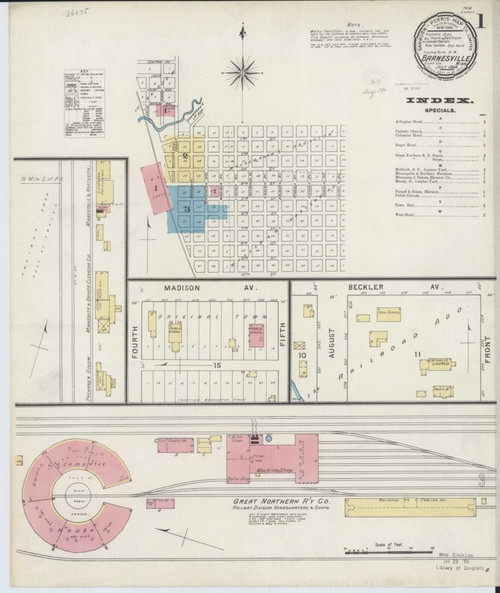 Barnesville Minnesota 1894 - Fire Insurance Index - Old Map Reprint
