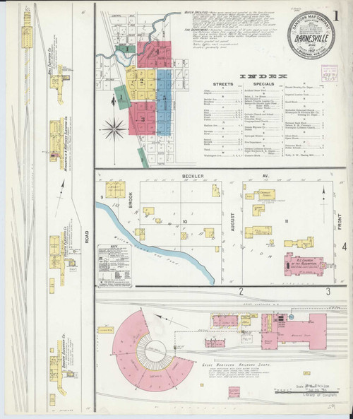 Barnesville Minnesota 1907 - Fire Insurance Index - Old Map Reprint