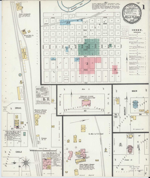 Belle Plaine Minnesota 1900 - Fire Insurance Index - Old Map Reprint