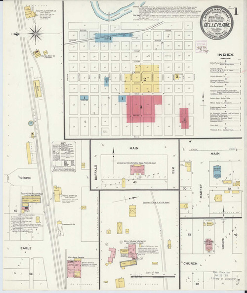 Belle Plaine Minnesota 1909 - Fire Insurance Index - Old Map Reprint