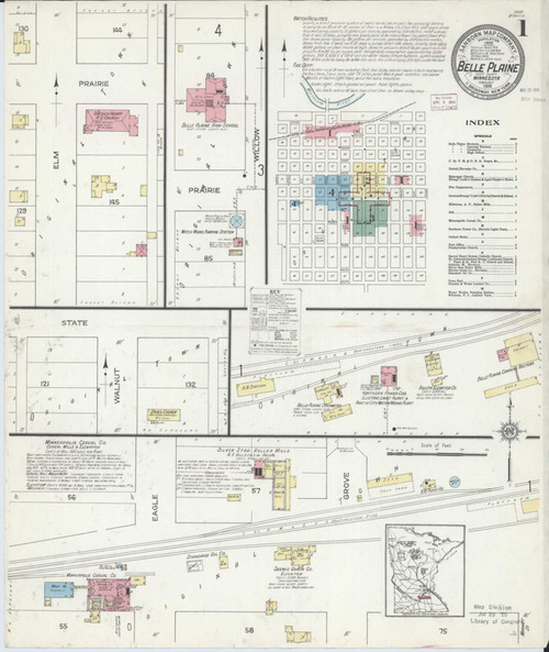 Belle Plaine Minnesota 1914 - Fire Insurance Index - Old Map Reprint