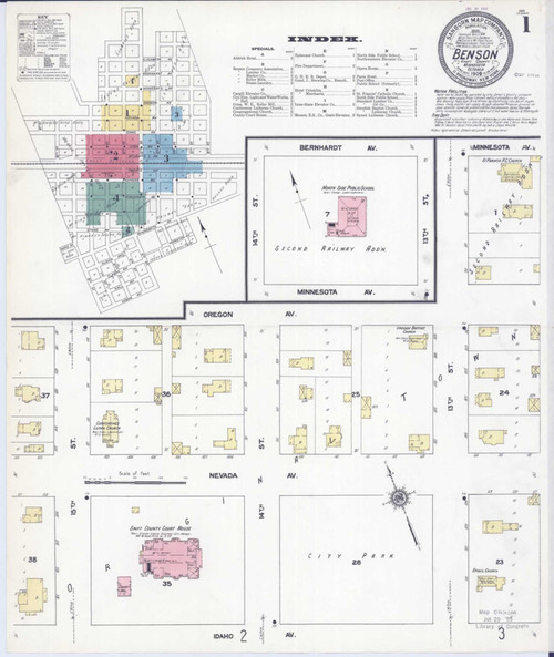 Benson Minnesota 1909 - Fire Insurance Index - Old Map Reprint