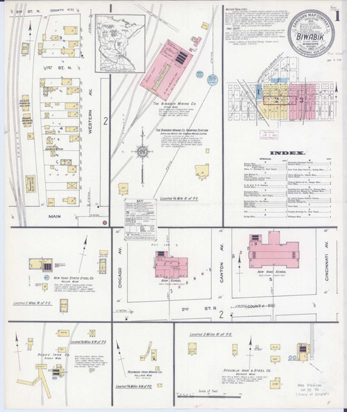 Biwabik Minnesota 1912 - Fire Insurance Index - Old Map Reprint