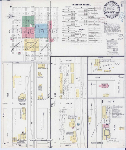 Blue Earth Minnesota 1899 - Fire Insurance Index - Old Map Reprint