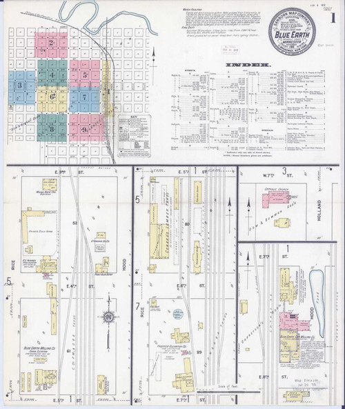 Blue Earth Minnesota 1911 - Fire Insurance Index - Old Map Reprint