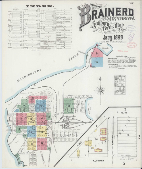 Brainerd Minnesota 1898 - Fire Insurance Index - Old Map Reprint