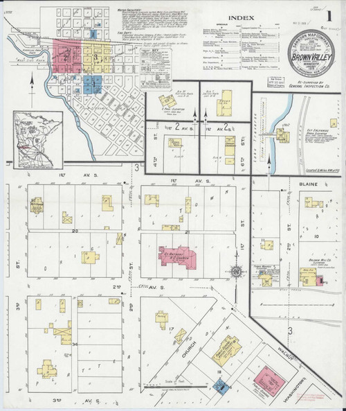 Browns Valley Minnesota 1919 - Fire Insurance Index - Old Map Reprint