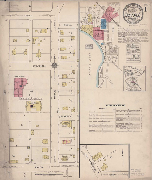 Buffalo Minnesota 1922 - Fire Insurance Index - Old Map Reprint