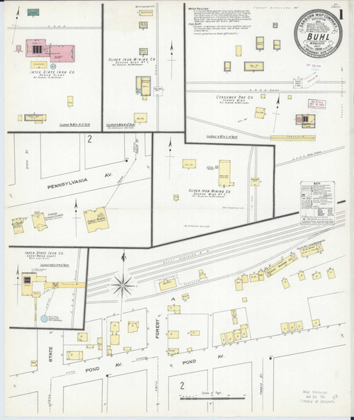 Buhl Minnesota 1909 - Fire Insurance Index - Old Map Reprint