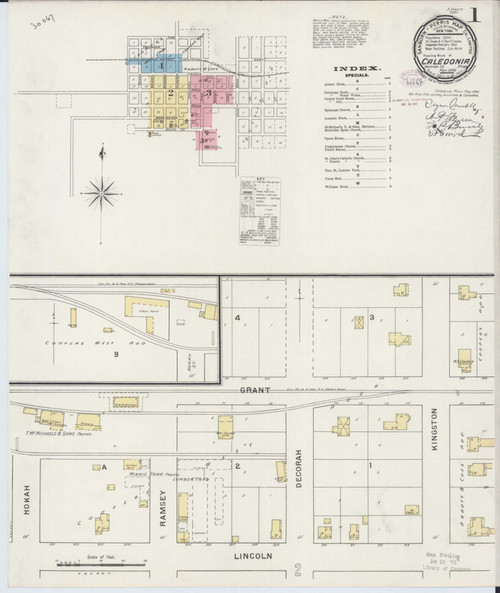 Caledonia Minnesota 1894 - Fire Insurance Index - Old Map Reprint