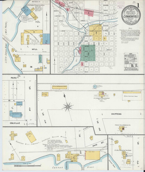 Cannon Falls Minnesota 1905 - Fire Insurance Index - Old Map Reprint