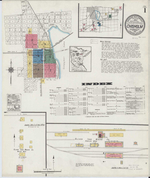 Chisholm Minnesota 1921 - Fire Insurance Index - Old Map Reprint