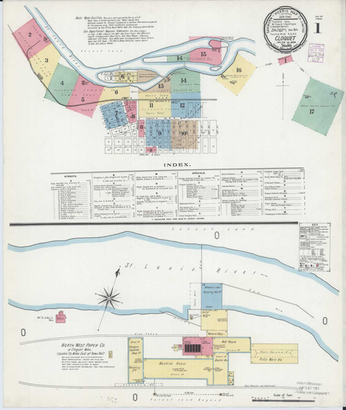 Cloquet Minnesota 1901 - Fire Insurance Index - Old Map Reprint