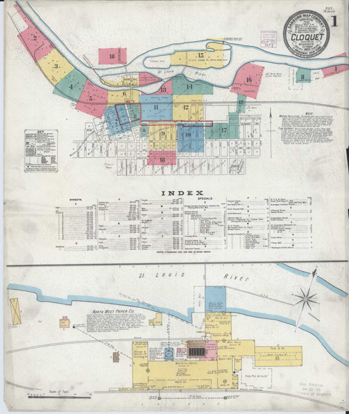 Cloquet Minnesota 1905 - Fire Insurance Index - Old Map Reprint