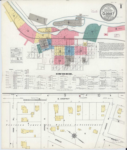 Cloquet Minnesota 1911 - Fire Insurance Index - Old Map Reprint