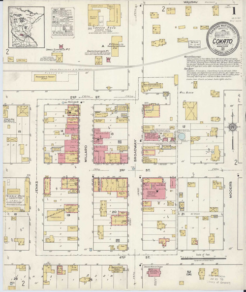 Cokato Minnesota 1917 - Fire Insurance Index - Old Map Reprint