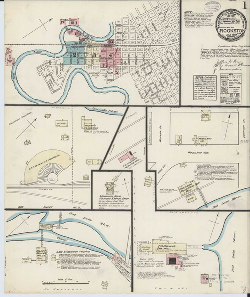 Crookston Minnesota 1884 - Fire Insurance Index - Old Map Reprint