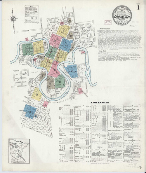 Crookston Minnesota 1913 - Fire Insurance Index - Old Map Reprint