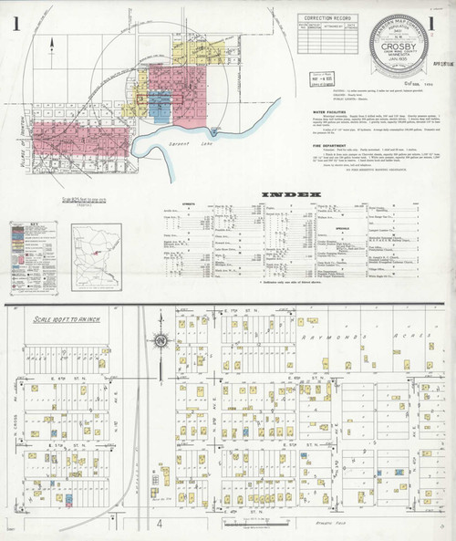 Crosby Minnesota 1935 - Fire Insurance Index - Old Map Reprint