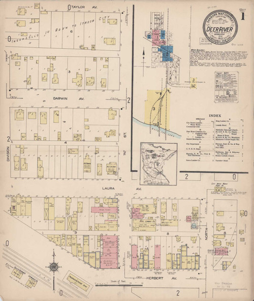Deer River Minnesota 1922 - Fire Insurance Index - Old Map Reprint