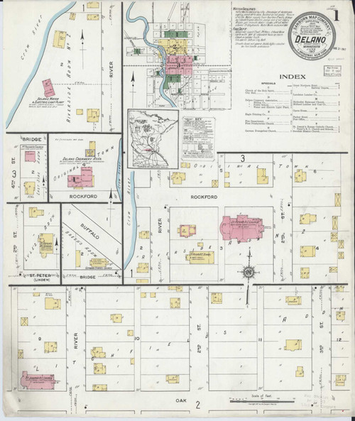 Delano Minnesota 1917 - Fire Insurance Index - Old Map Reprint
