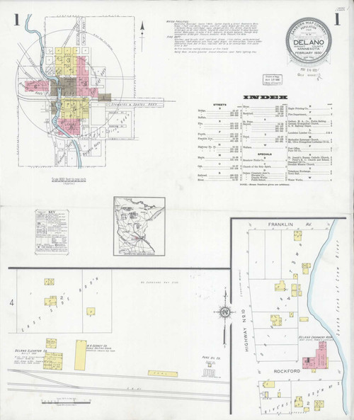 Delano Minnesota 1930 - Fire Insurance Index - Old Map Reprint