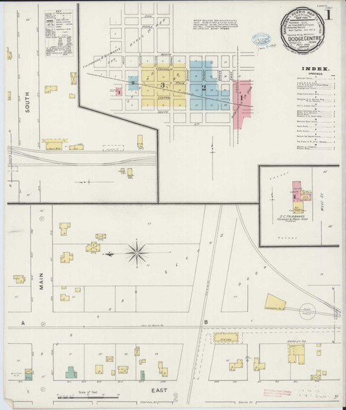 Dodge Center Minnesota 1894 - Fire Insurance Index - Old Map Reprint