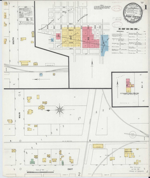 Dodge Center Minnesota 1899 - Fire Insurance Index - Old Map Reprint