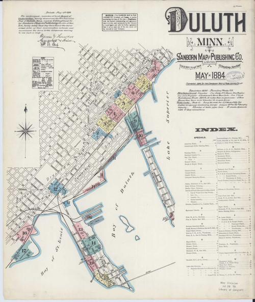 Duluth Minnesota 1884 - Fire Insurance Index - Old Map Reprint