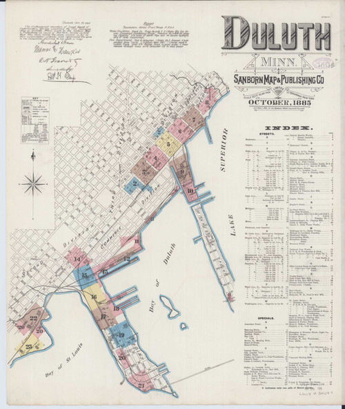 Duluth Minnesota 1885 - Fire Insurance Index - Old Map Reprint