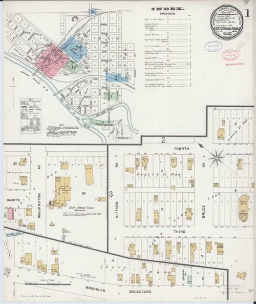 East Grand Forks Minnesota 1897 - Fire Insurance Index - Old Map Reprint