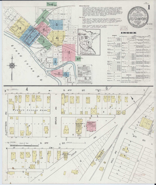 East Grand Forks Minnesota 1914 - Fire Insurance Index - Old Map Reprint