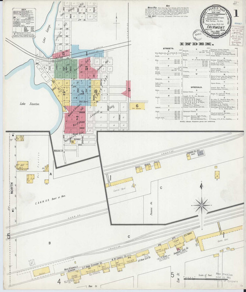 Fairmont Minnesota 1900 - Fire Insurance Index - Old Map Reprint