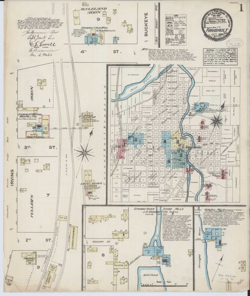 Faribault Minnesota 1884 - Fire Insurance Index - Old Map Reprint