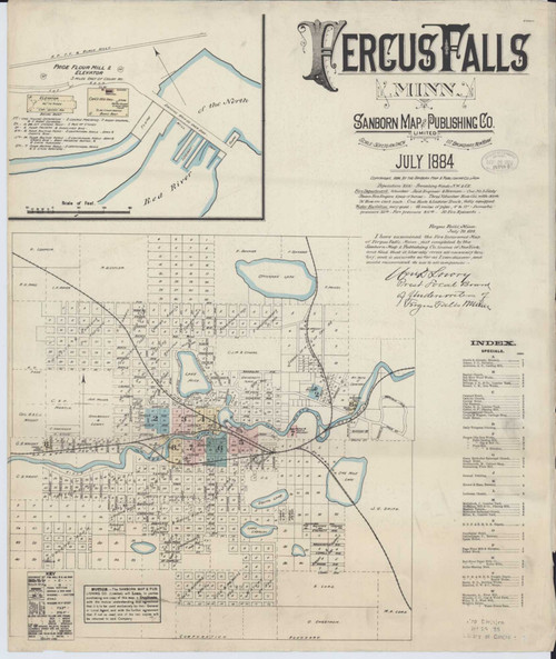Fergus Falls Minnesota 1884 - Fire Insurance Index - Old Map Reprint
