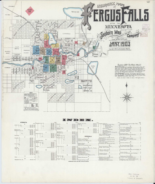 Fergus Falls Minnesota 1903 - Fire Insurance Index - Old Map Reprint