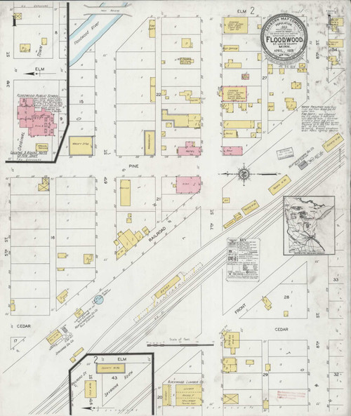 Floodwood Minnesota 1928 - Fire Insurance Index - Old Map Reprint
