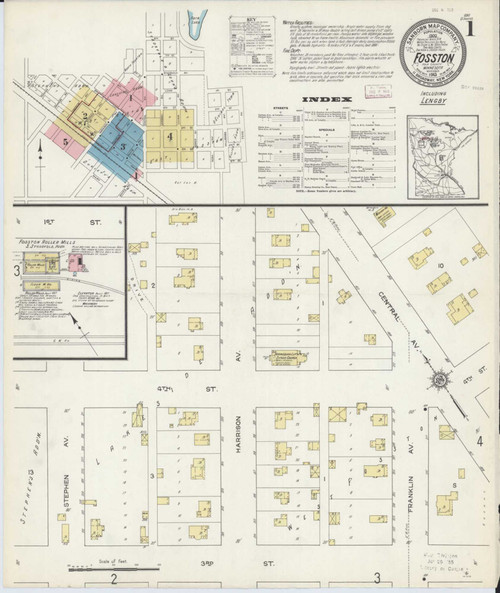 Fosston Minnesota 1913 - Fire Insurance Index - Old Map Reprint