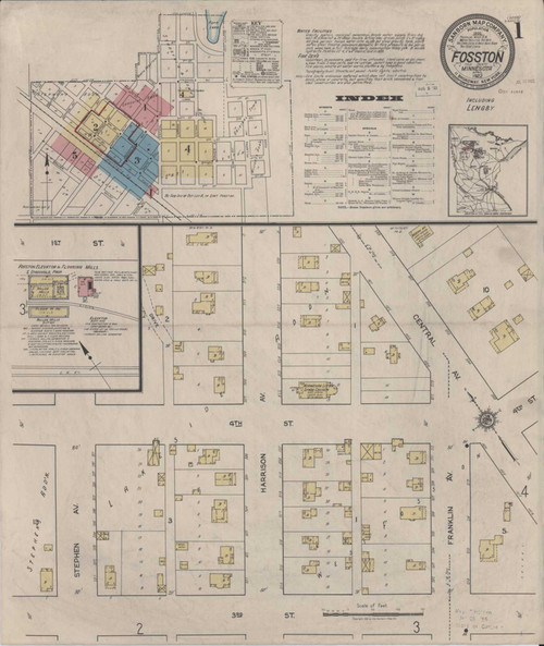 Fosston Minnesota 1922 - Fire Insurance Index - Old Map Reprint