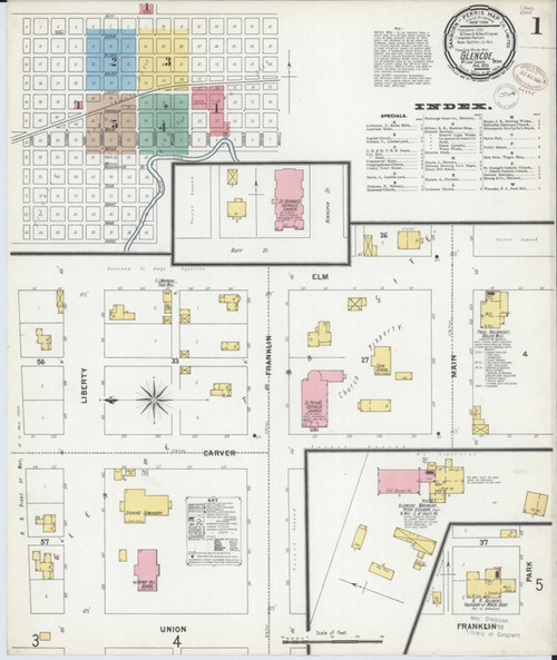 Glencoe Minnesota 1899 - Fire Insurance Index - Old Map Reprint