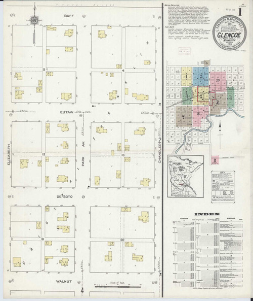 Glencoe Minnesota 1914 - Fire Insurance Index - Old Map Reprint