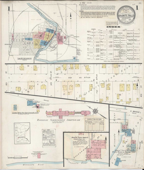 Granite Falls Minnesota 1941 - Fire Insurance Index - Old Map Reprint
