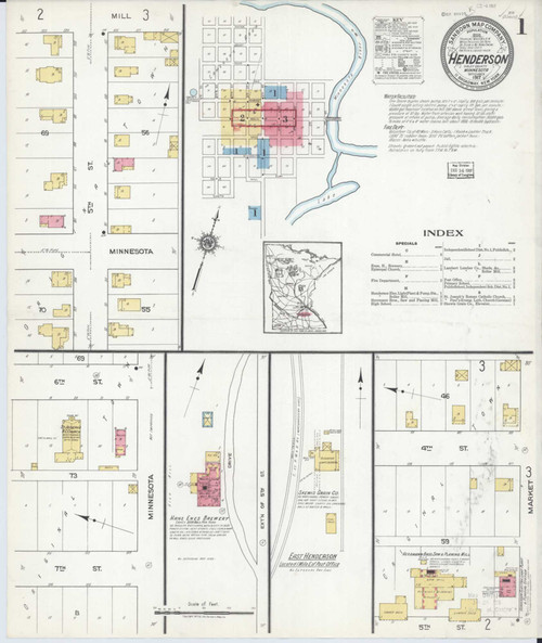 Henderson Minnesota 1917 - Fire Insurance Index - Old Map Reprint