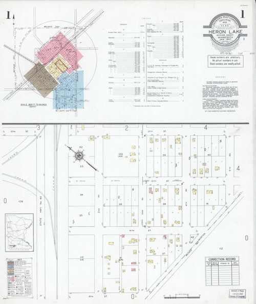 Heron Lake Minnesota 1947 - Fire Insurance Index - Old Map Reprint