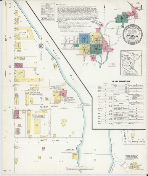 Jackson Minnesota 1913 - Fire Insurance Index - Old Map Reprint