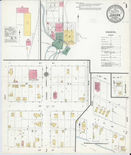 Jordan Minnesota 1910 - Fire Insurance Index - Old Map Reprint