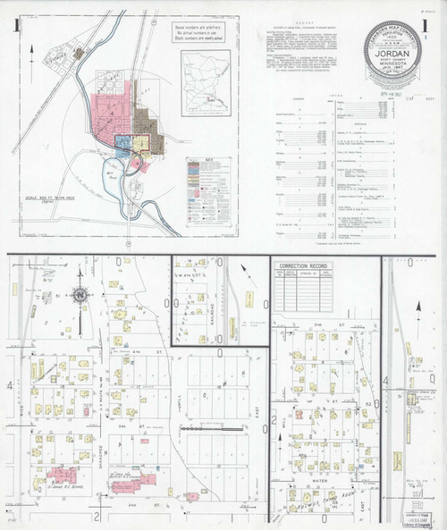 Jordan Minnesota 1947 - Fire Insurance Index - Old Map Reprint